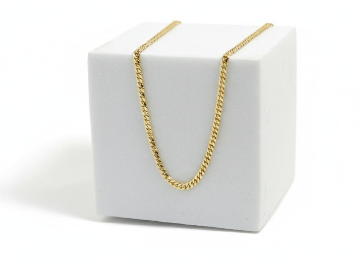 14k gold Cuban link chain in 2mm width with solid construction by Alef Bet