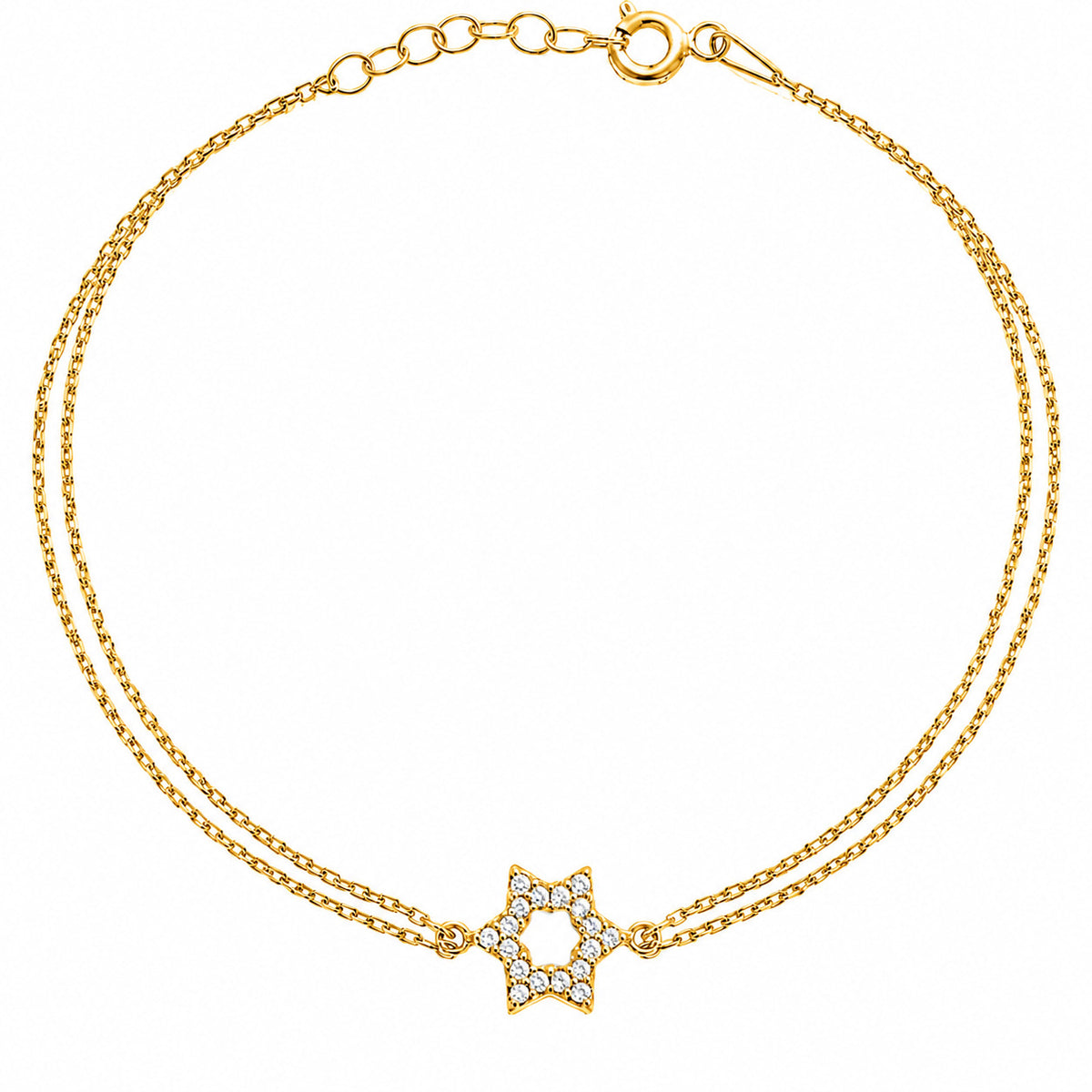 Star of David bracelet in yellow gold with satin finish by Alef Bet
