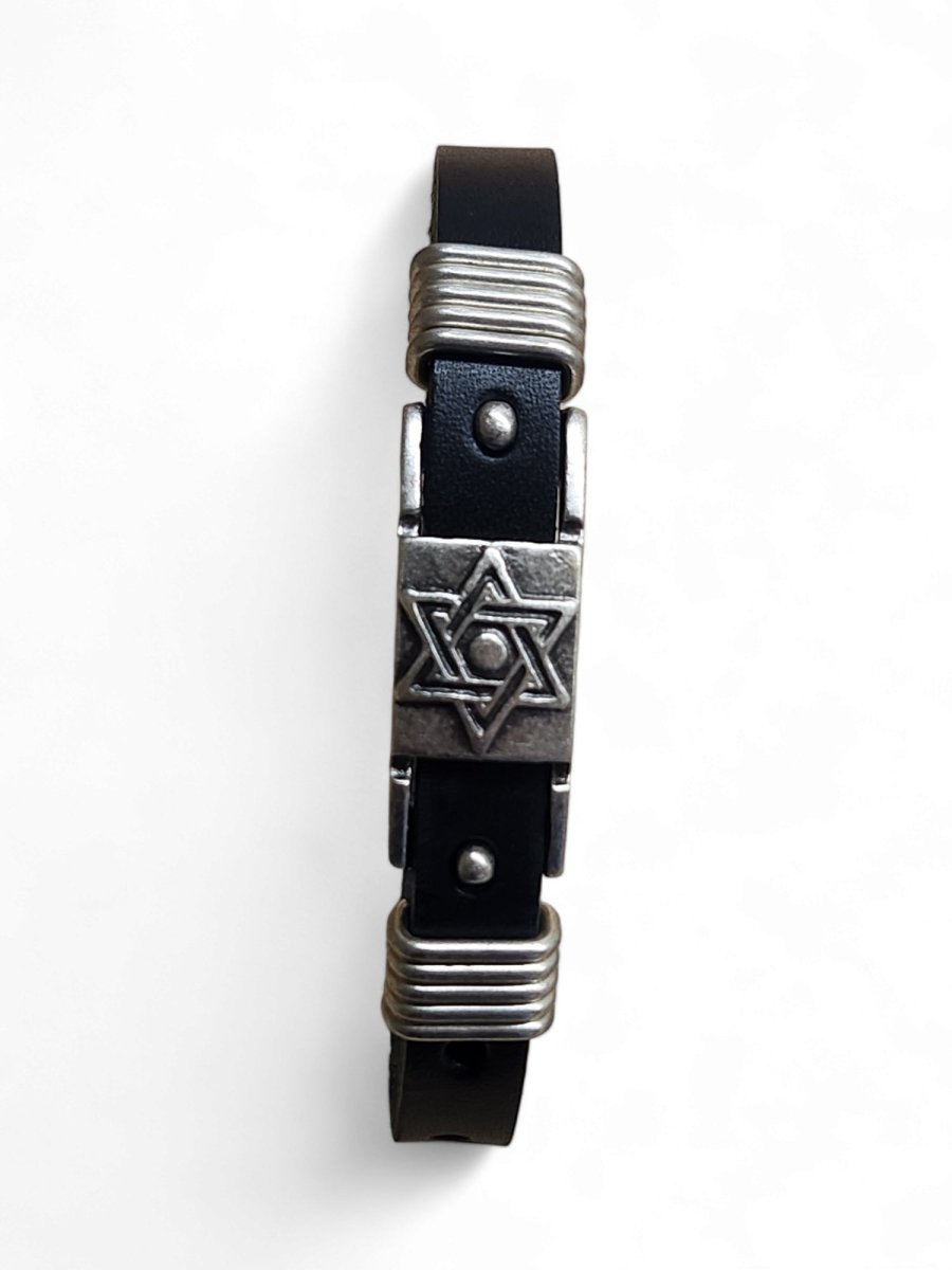 Leather Bracelet with Jewish Star