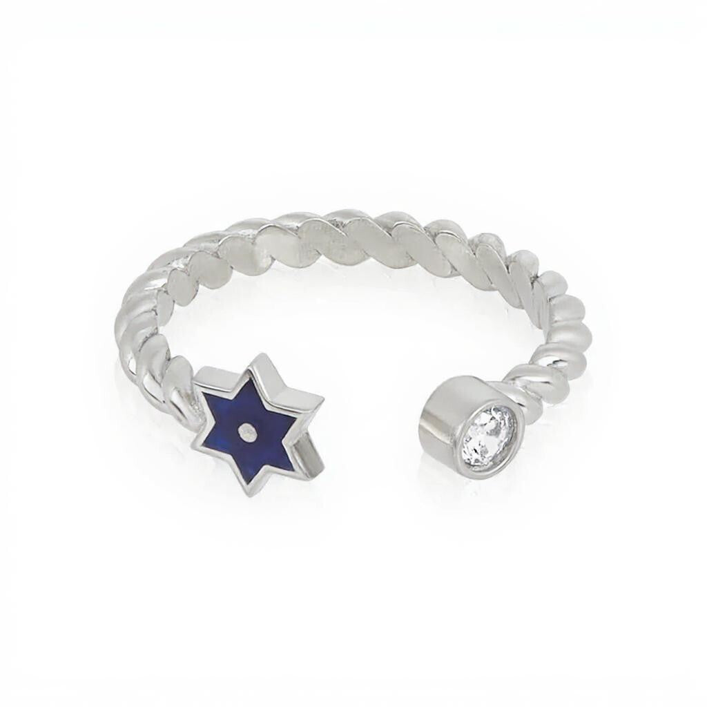 Adjustable ring in sterling silver with Star of David centerpiece by Alef Bet