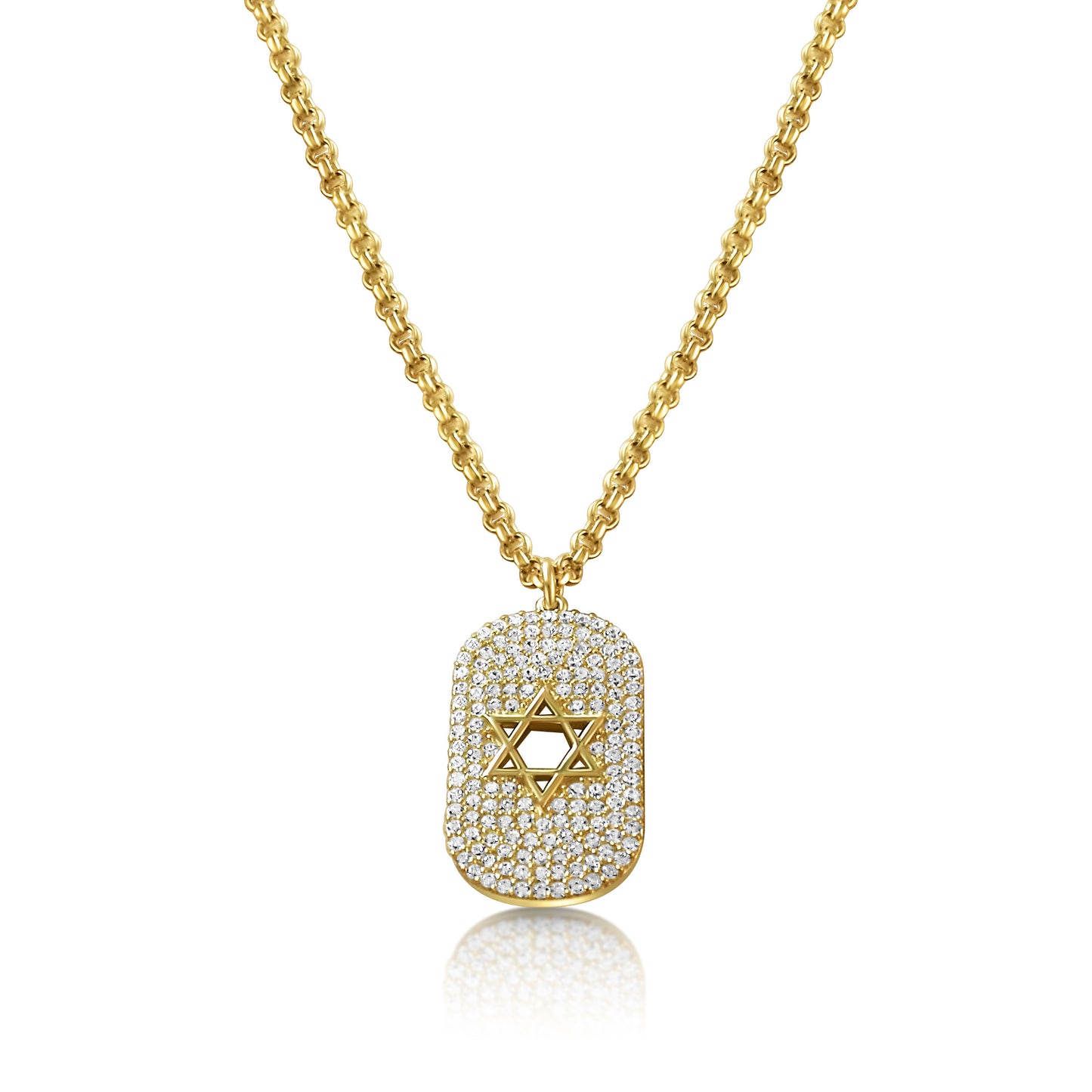 Star of David Yellow Gold Plated 925 Cubic Zirconia Necklace