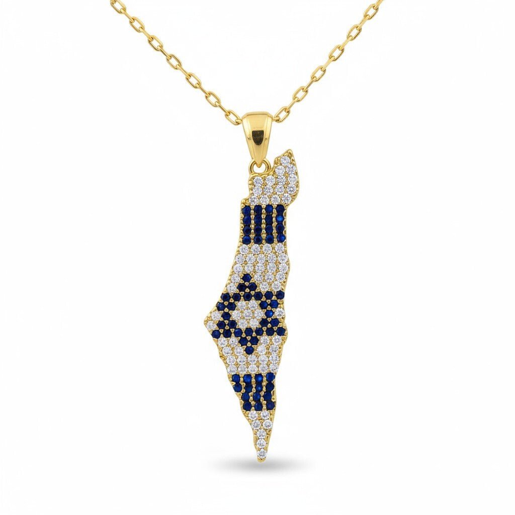 Blue and White Map of Israel Worn With Pride