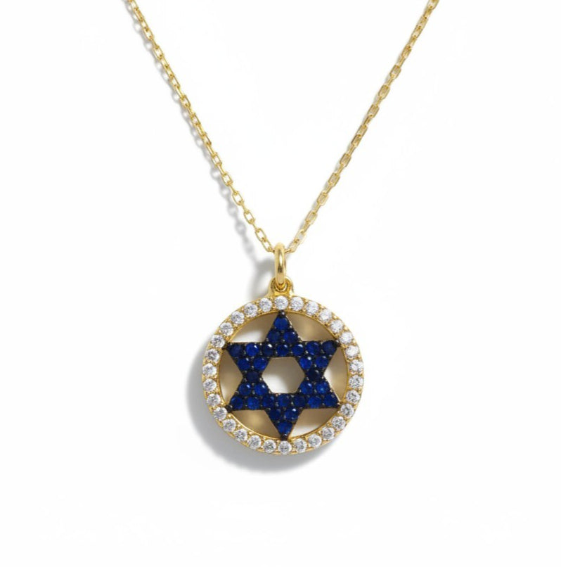 blue jewish star pendant