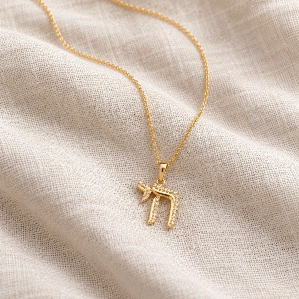 Chai Diamond Necklace in 14K Yellow Gold, brilliance you will wear forever