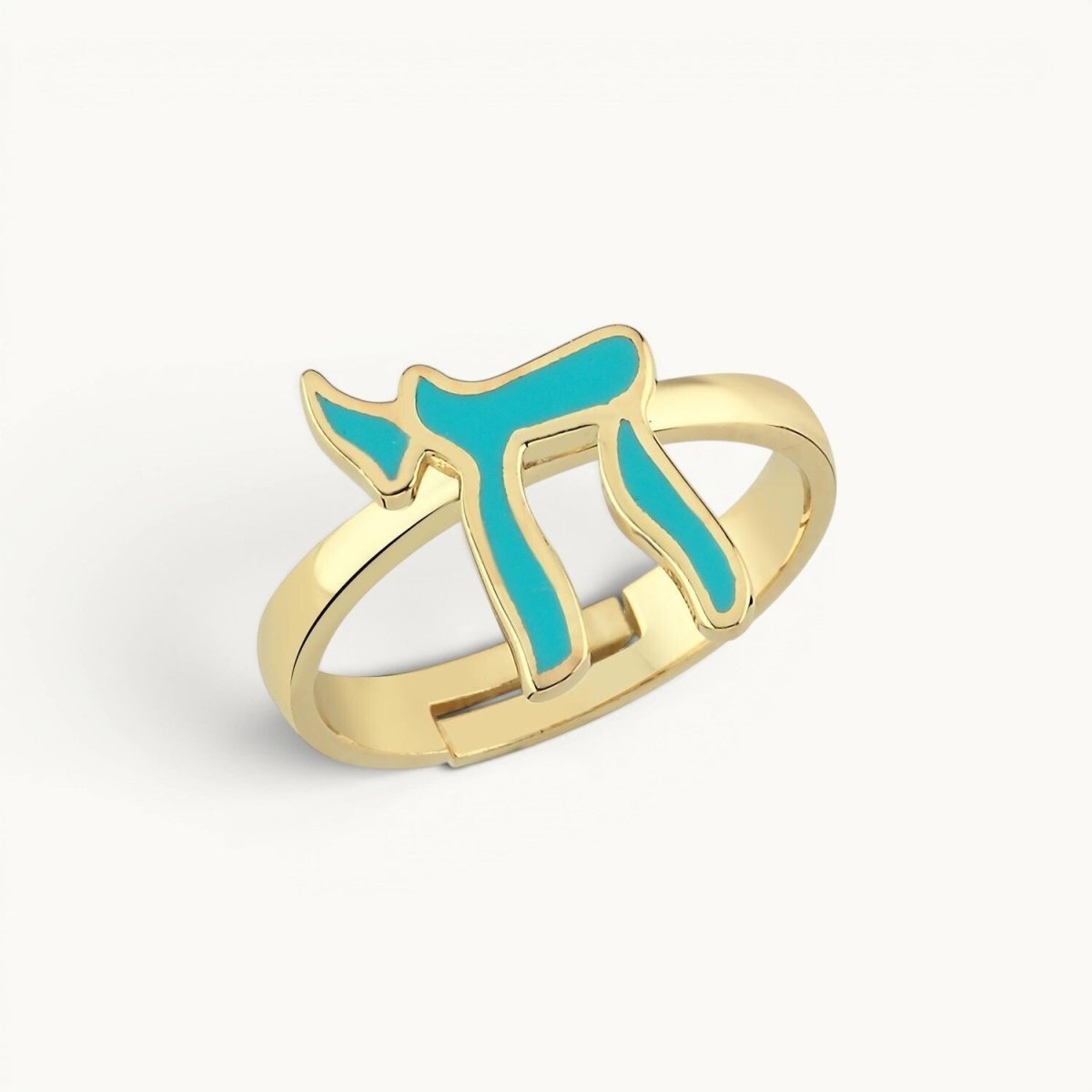 Colorful Enamel Chai Ring Gold Plated | Alef Bet