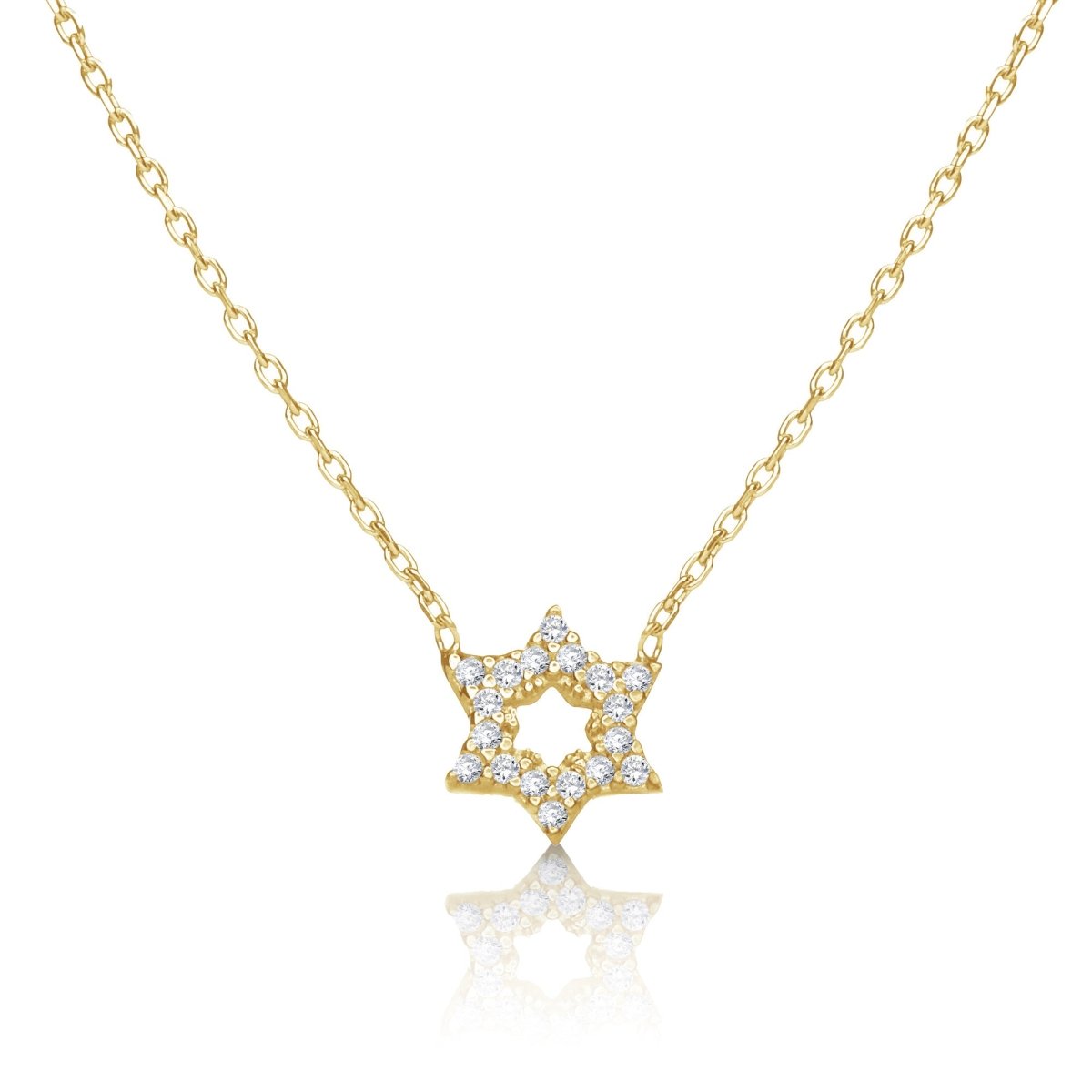 CZ Star of David Necklace in Sterling Silver and Gold