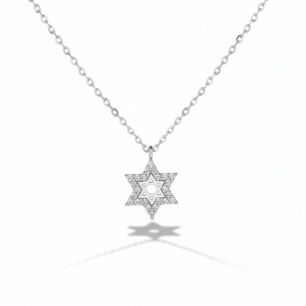 Dainty Pave Star of David Necklace | 14k Gold or Sterling Silver
