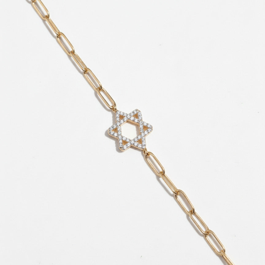 Diamond Star of David Bracelets in 14k Gold