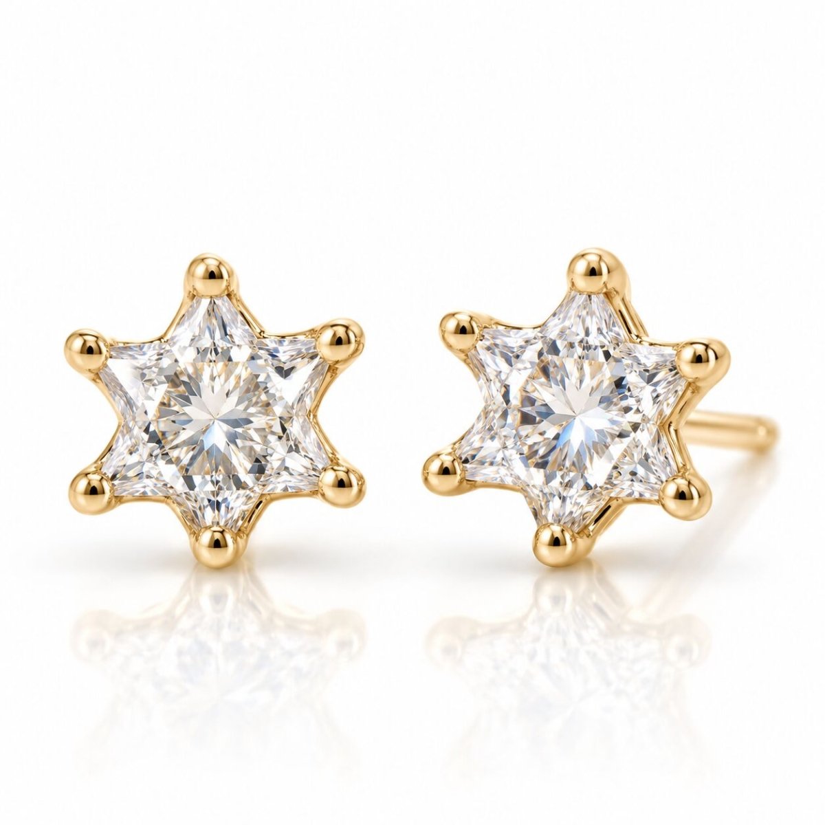 Diamond Star of David Stud Earrings, 14k Gold, 1.45 ctw