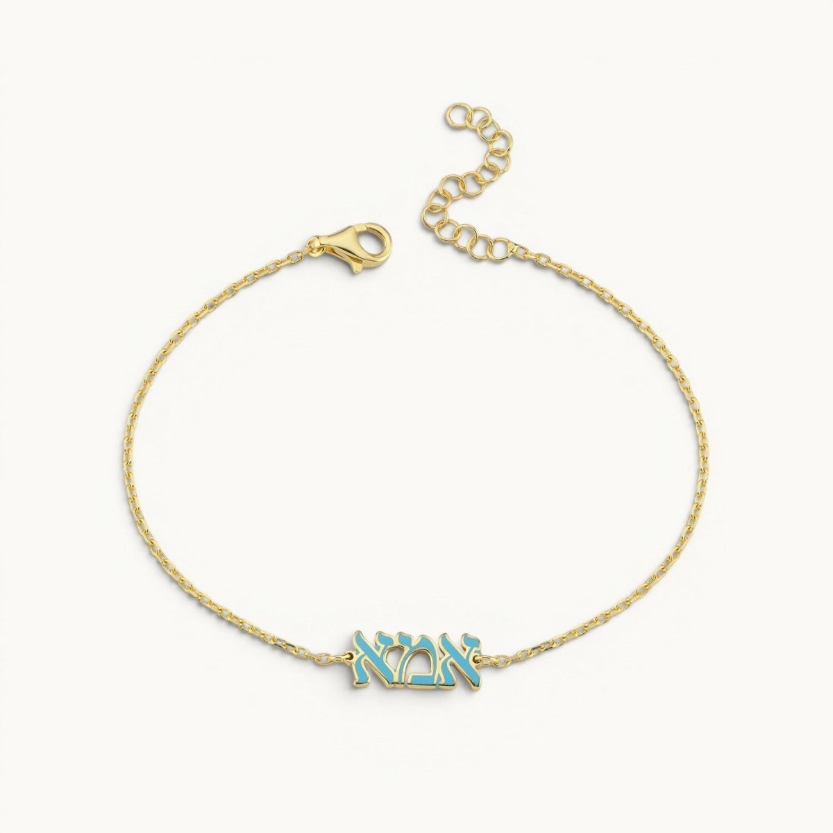 Ema Bracelet with Hebrew Mom Enamel Charm in Gold for Jewish Mothers Day