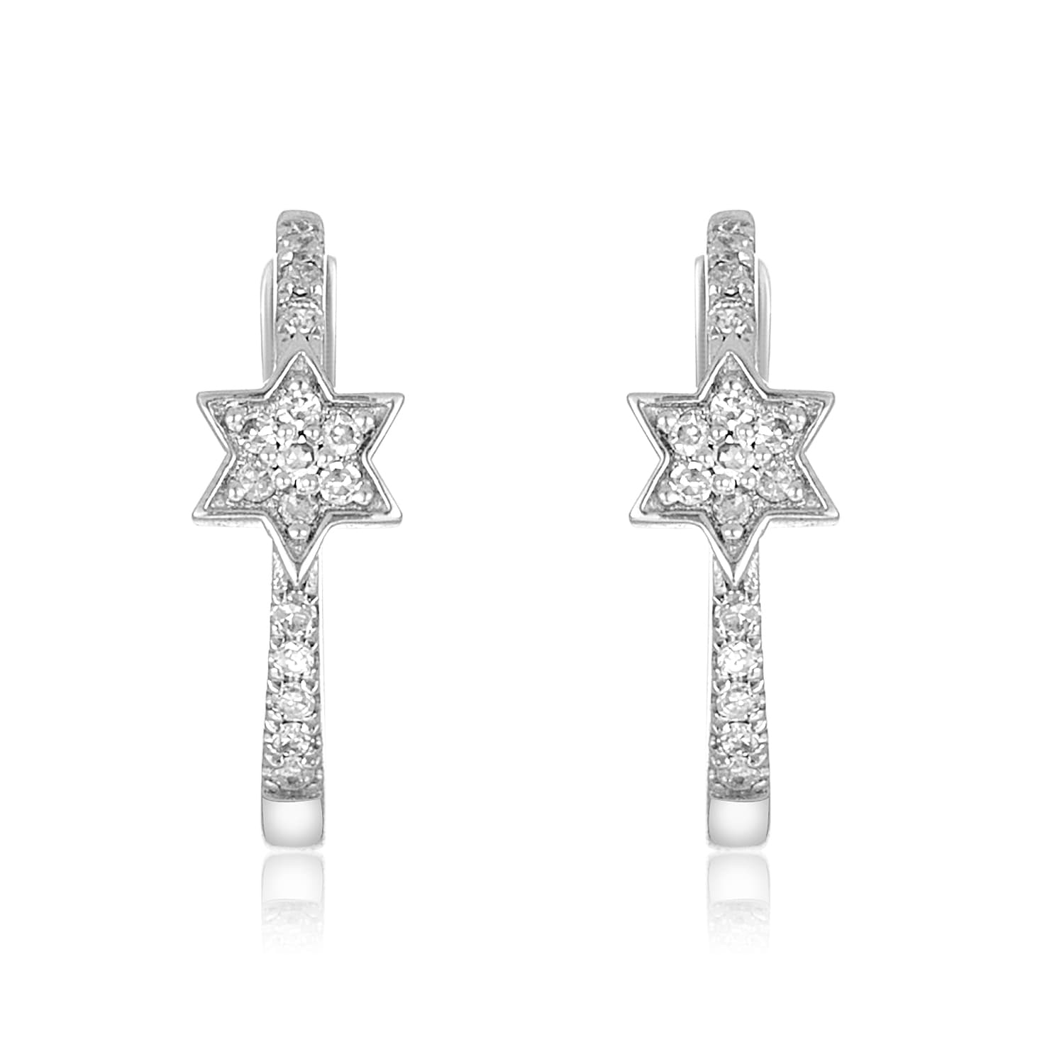 Diamond Pave Jewish Star Earrings 14k