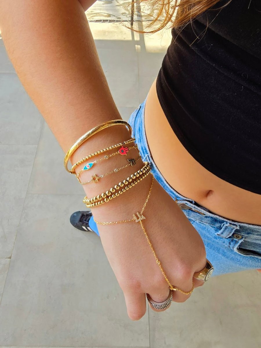 Four Symbolic Bracelet | Chai, Hamsa, Evil Eye, Star of David