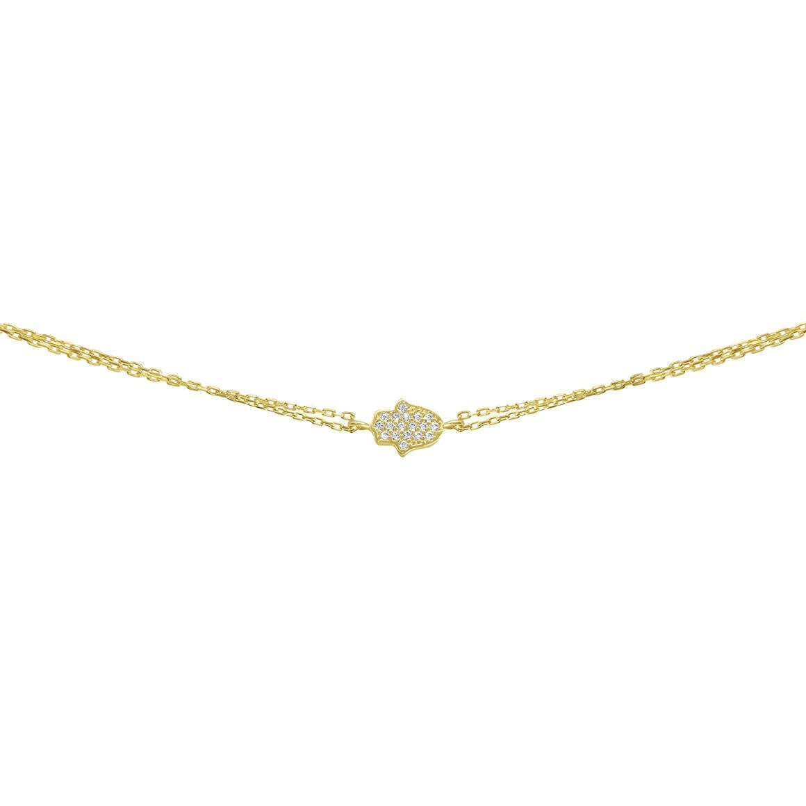 Hamsa CZ Charm Bracelet in Rose Gold Plated Sterling Silver 925, sparkling protection you can stack every day