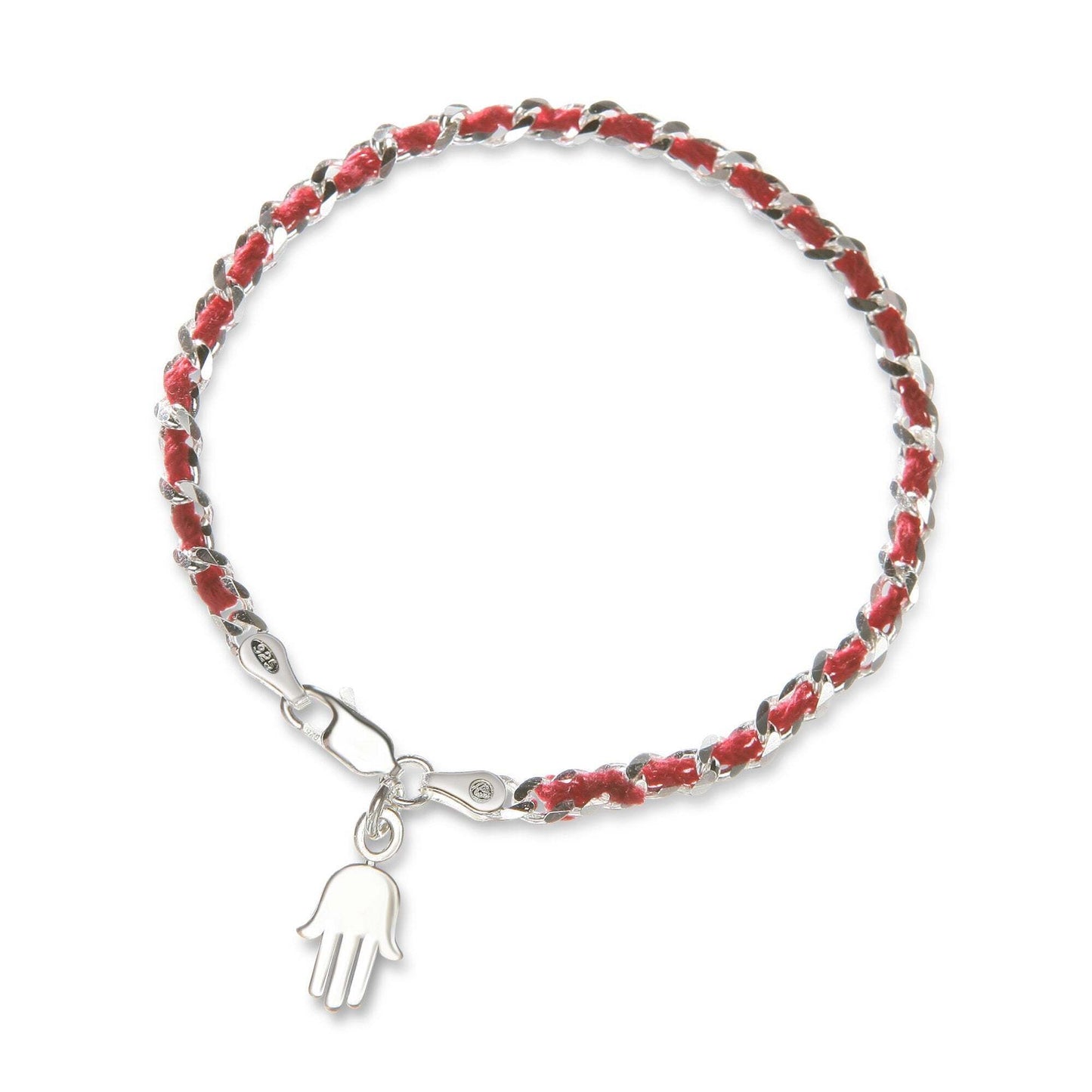 ALT text: Hamsa Red String Lucky Bracelet featuring sterling silver pendant, symbolizing protection, good luck, and positivity.