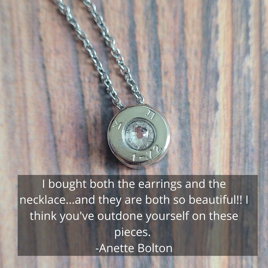 Vintage Israeli Bullet Casing Pendant Necklace with Crystal