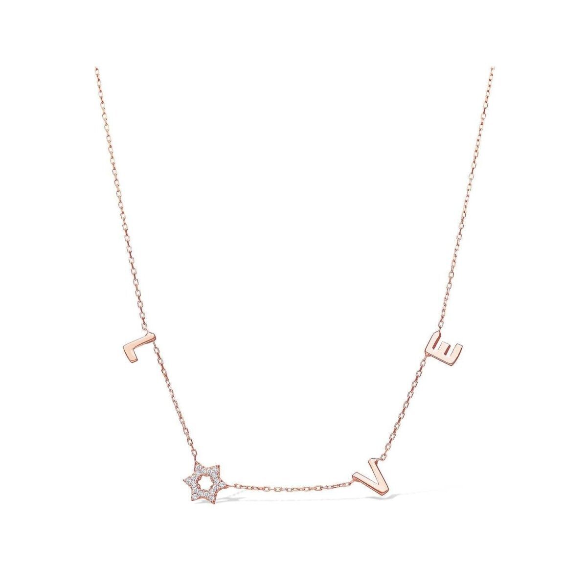 Jewish Star and Heart Necklace in Gold and Silver