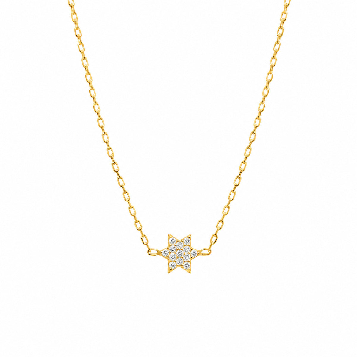 Yellow gold Star of David bracelet with pave cubic zirconia by Alef Bet