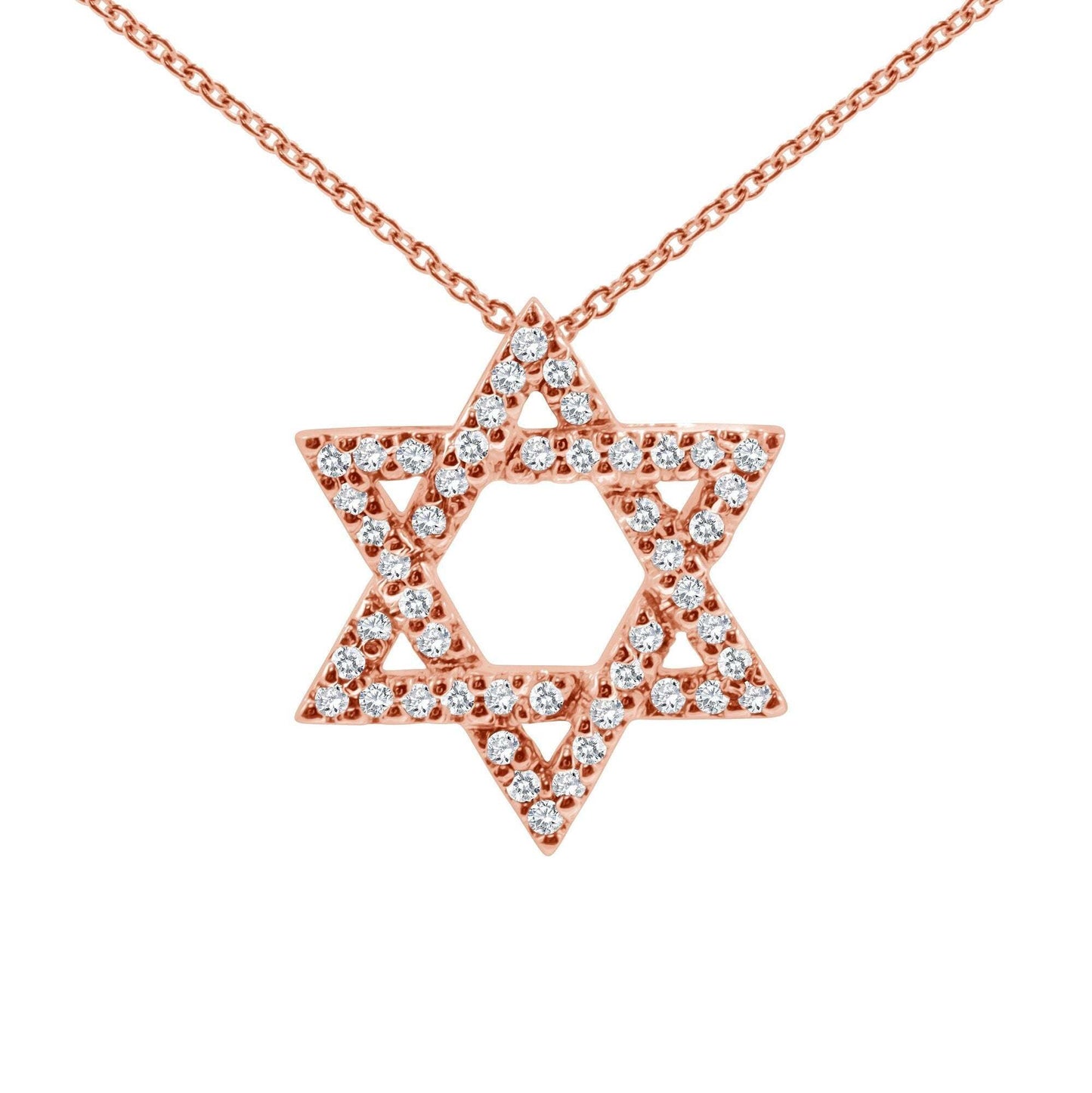 Jewish Star Necklace in Gold with Diamonds