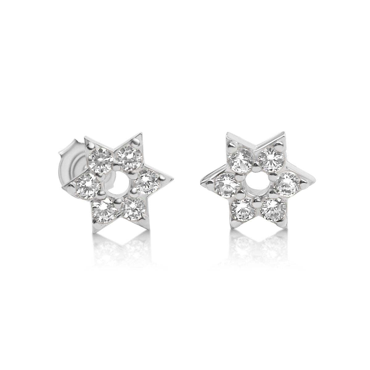 Jewish Star of David Stud Earrings in 14k Gold Plated Sterling Silver 925, timeless faith worn every day