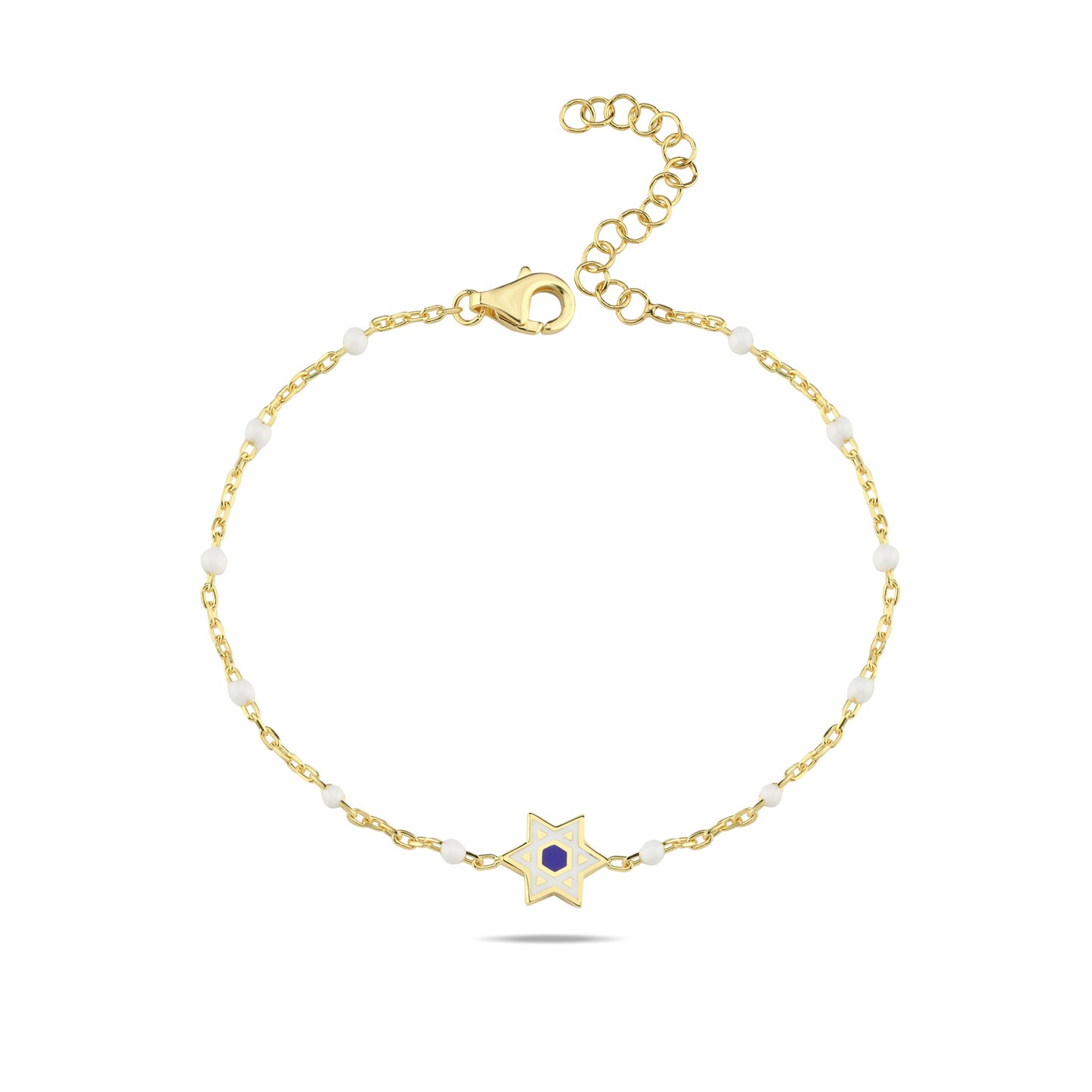 Jewish Star Yellow Gold Plated 925 Bracelet