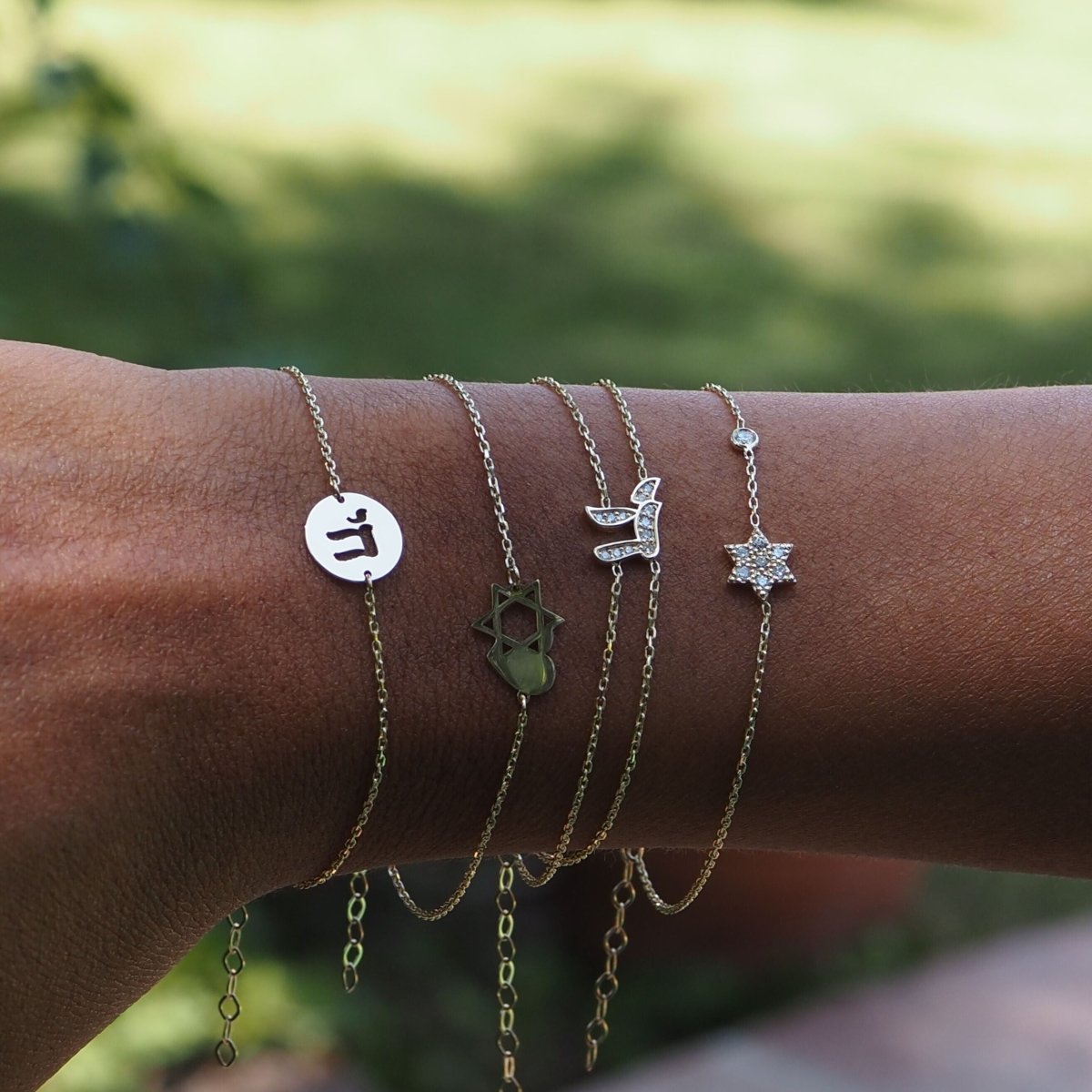 Modern Heritage: 14k Gold Jewish Star & Heart Bracelet | Minimalist Magen David Identity Piece