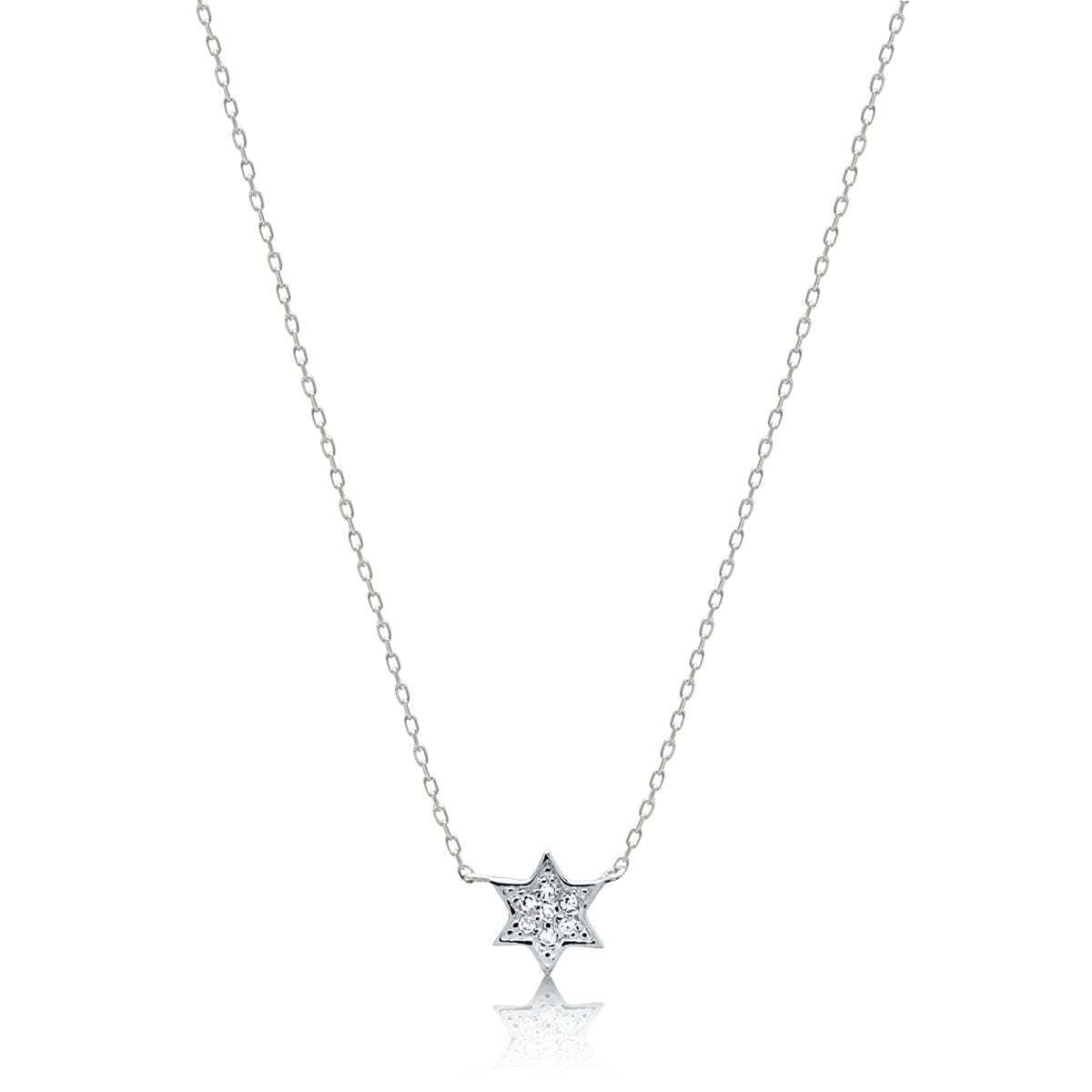 Petite Jewish Star Necklace with Diamonds