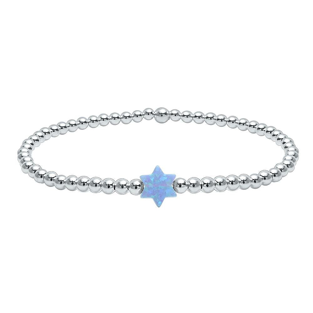 Star of David bead bracelet in blue gold with 3mm opal stones by Alef Bet