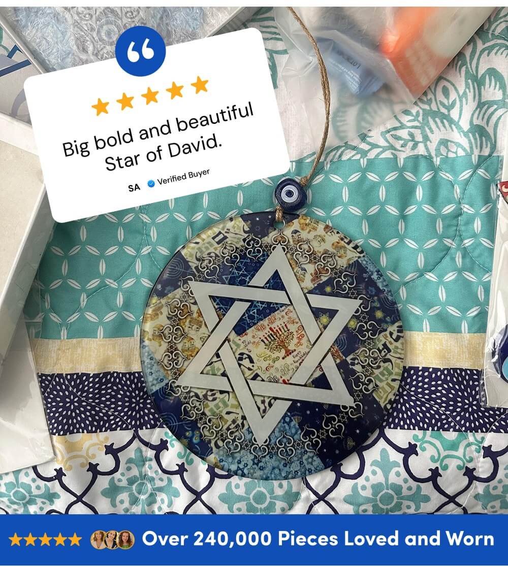 Star of David Glass Wall Hanging with Evil Eye