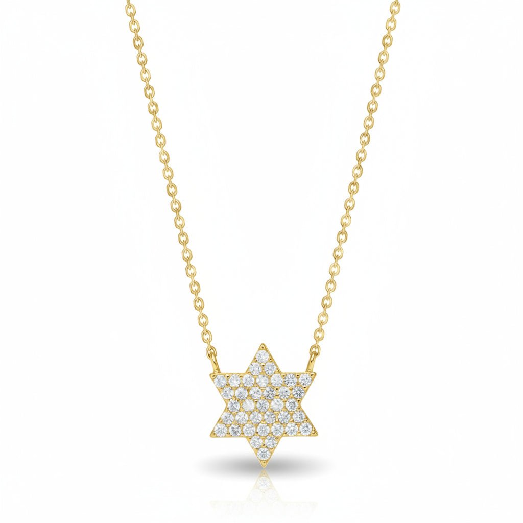 Star of David Pave CZ Necklace Sterling Silver Rolo