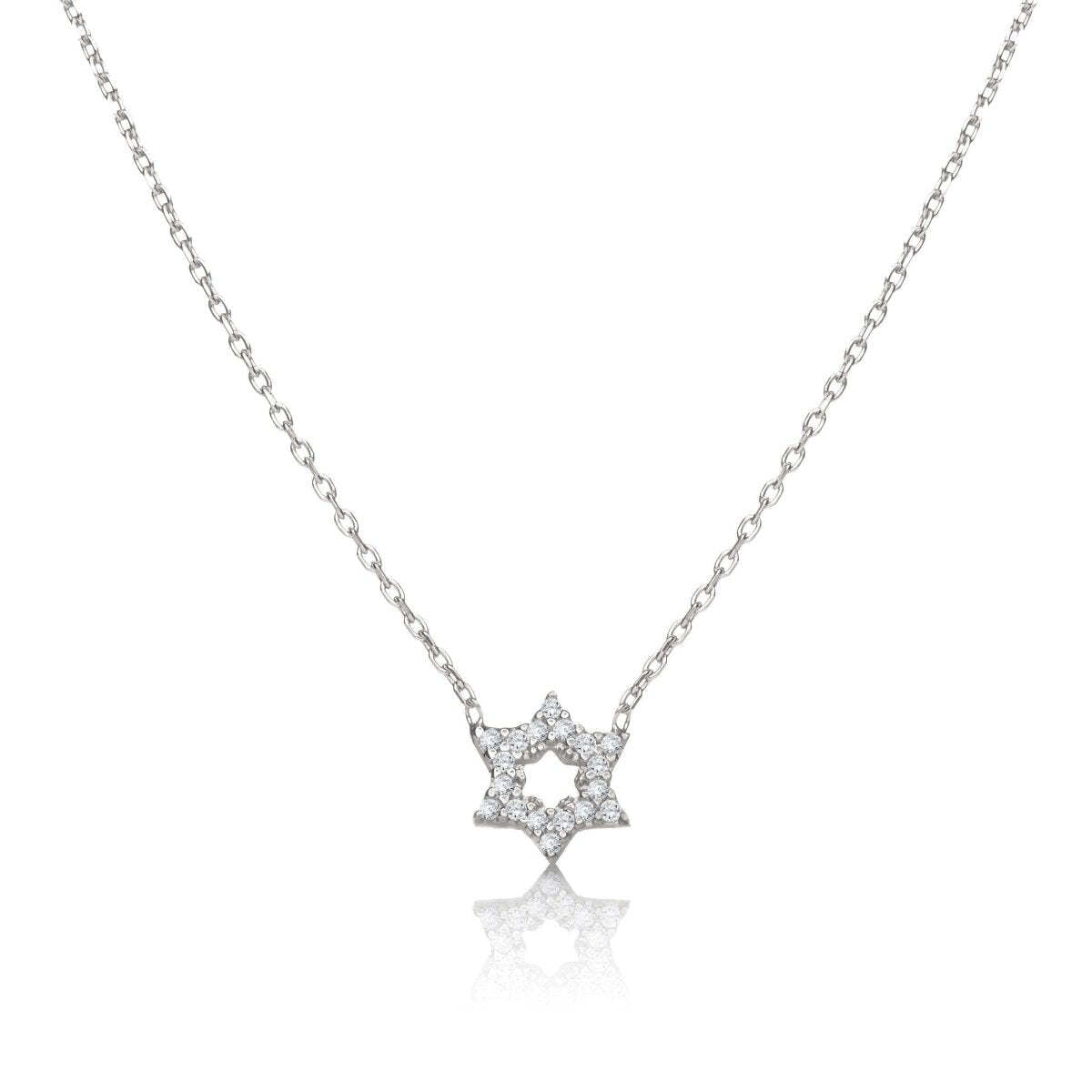Sterling Jewish Star with CZ Necklace For Women and Girls – Alef