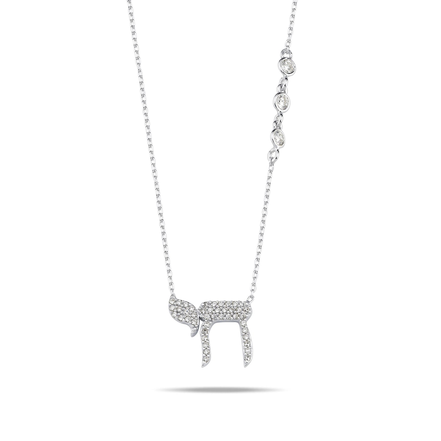 Sterling silver cubic zirconia necklace with pave-set stones by Alef Bet