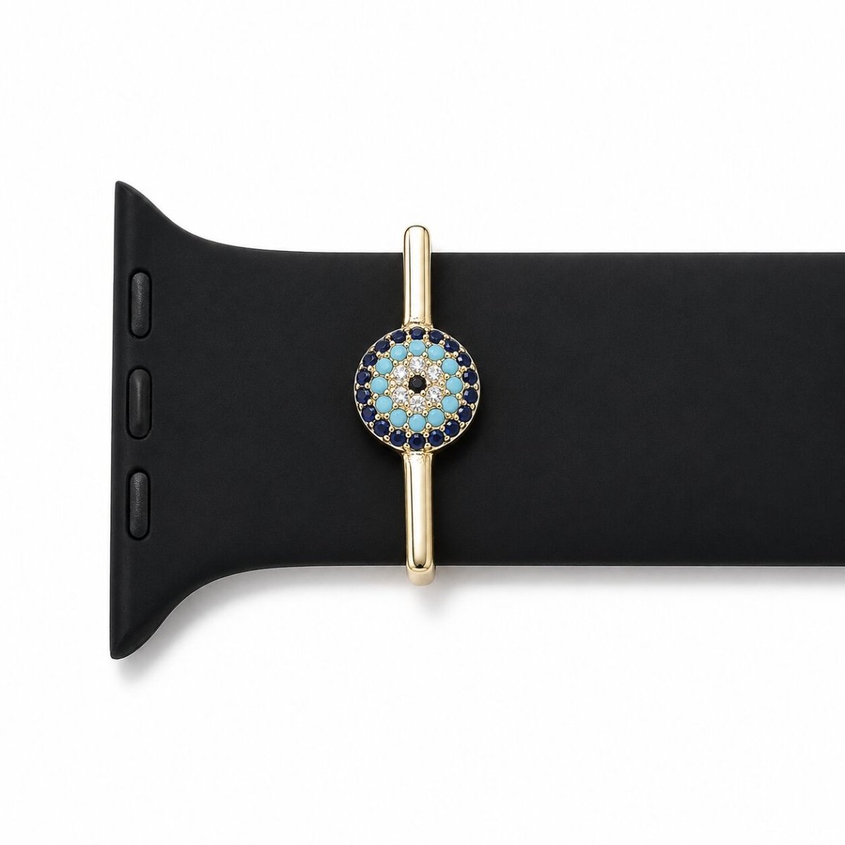 The Evil Eye: 14k Yellow Gold Pavé CZ Watch Charm for 20mm and 22mm Watch Bands