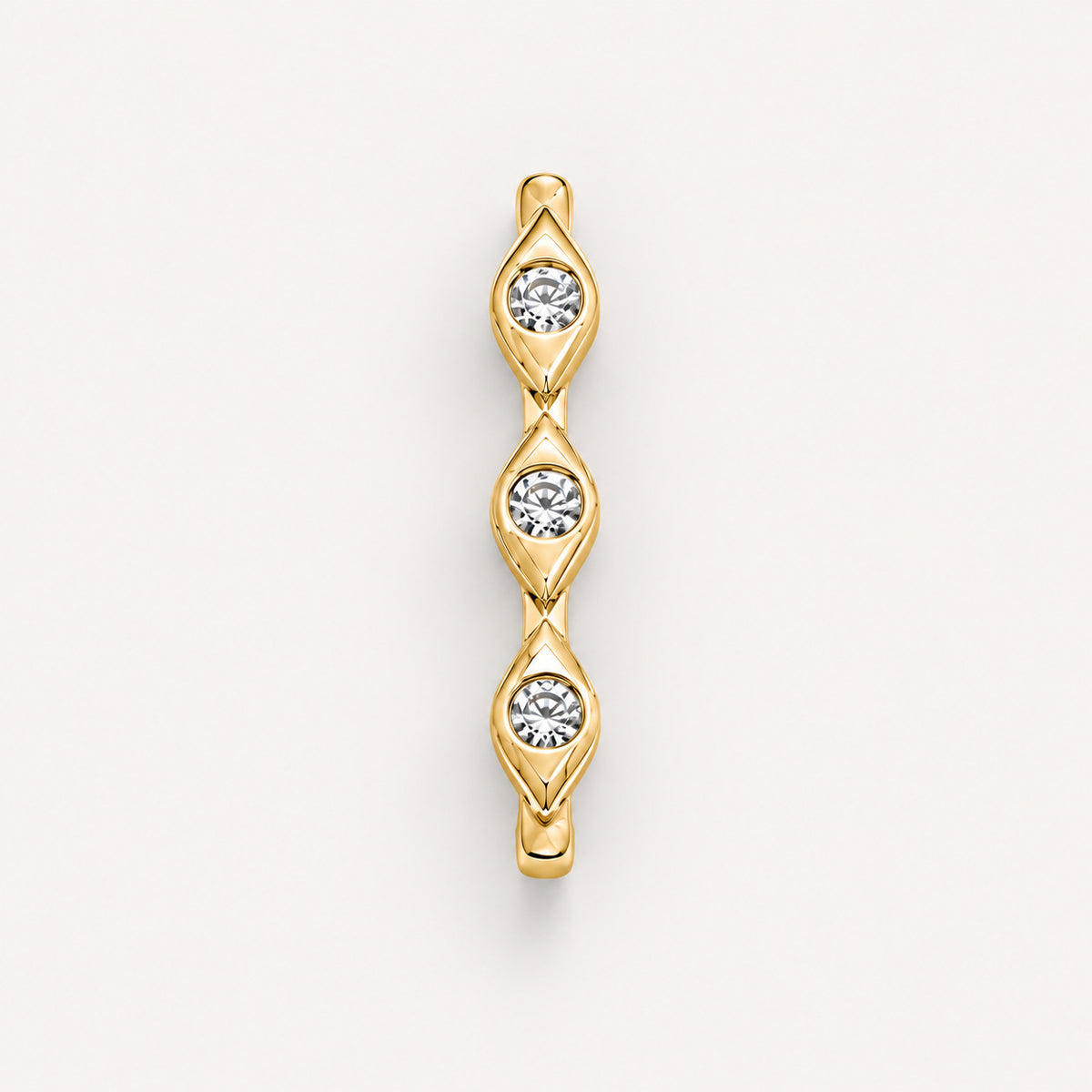 Three Layers of Protection You Wear Every Day, Triple Evil Eye Watch Charm in Solid 14k Yellow Gold with CZ