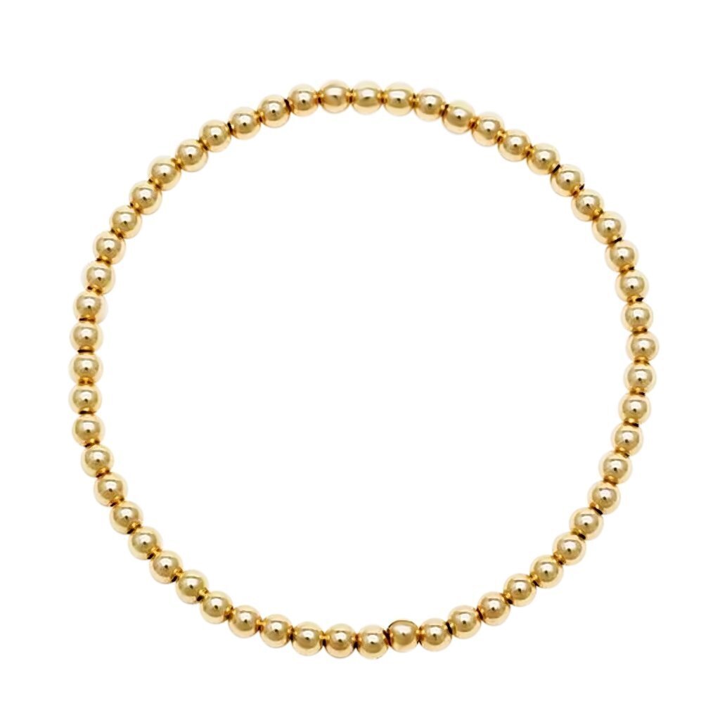 Yellow Gold Beaded Bracelet (3mm) - Easy Wear | Alef Bet