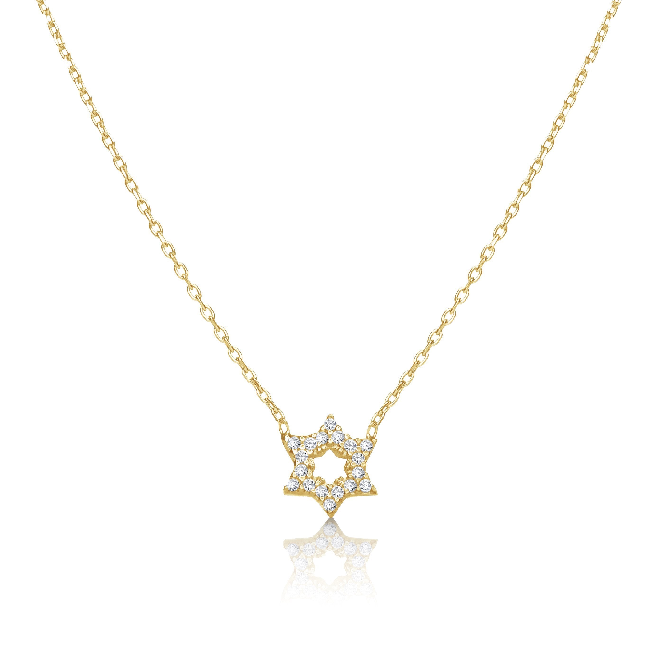 jewish star necklace yellow gold