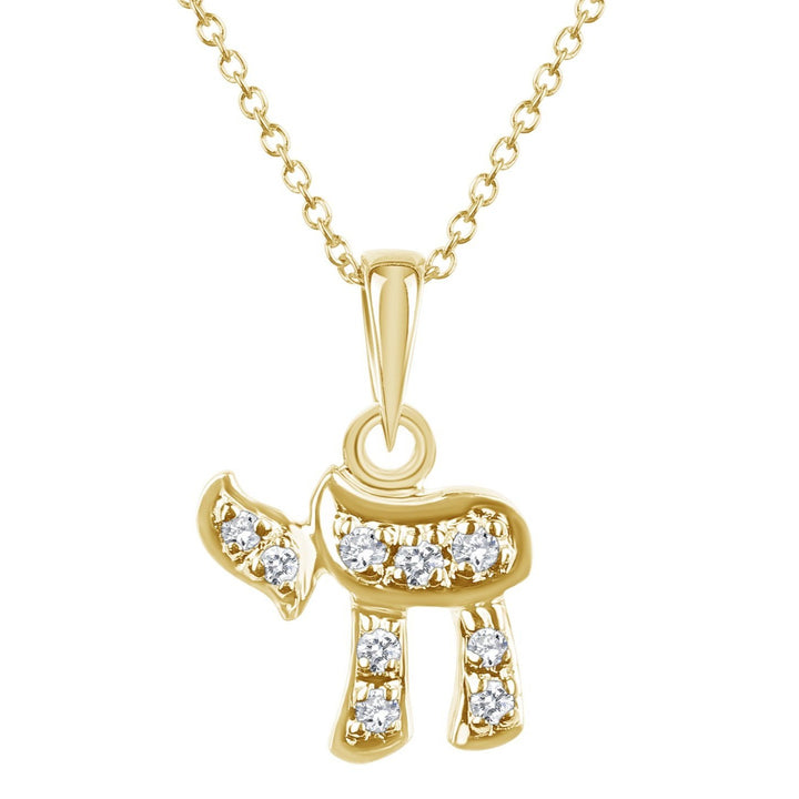 Yellow Gold Chai Necklace - Alef Bet Jewelry by Paula