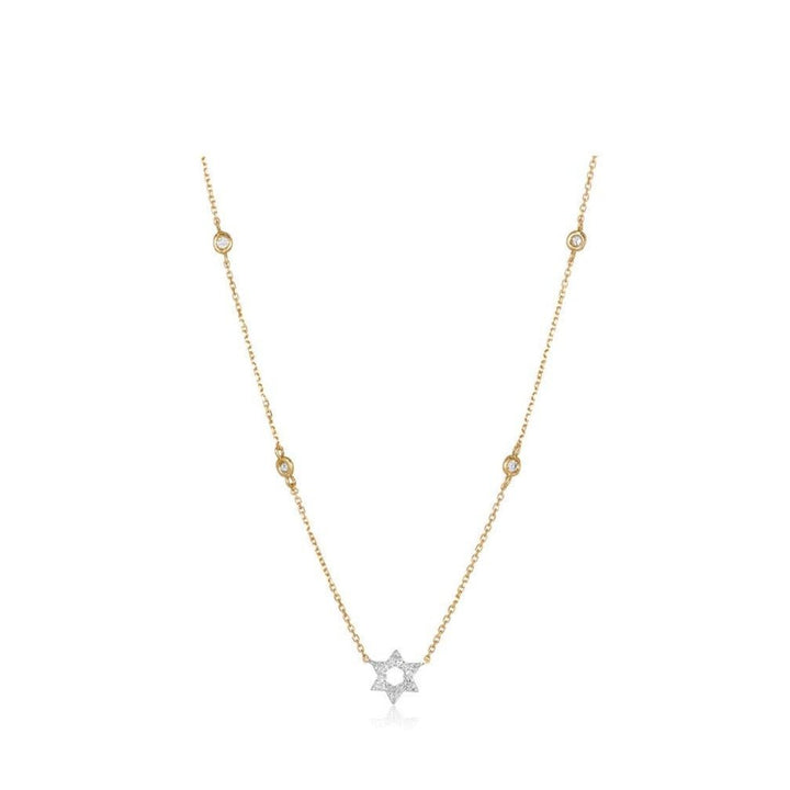 Diamond Bezel Jewish Star Necklace