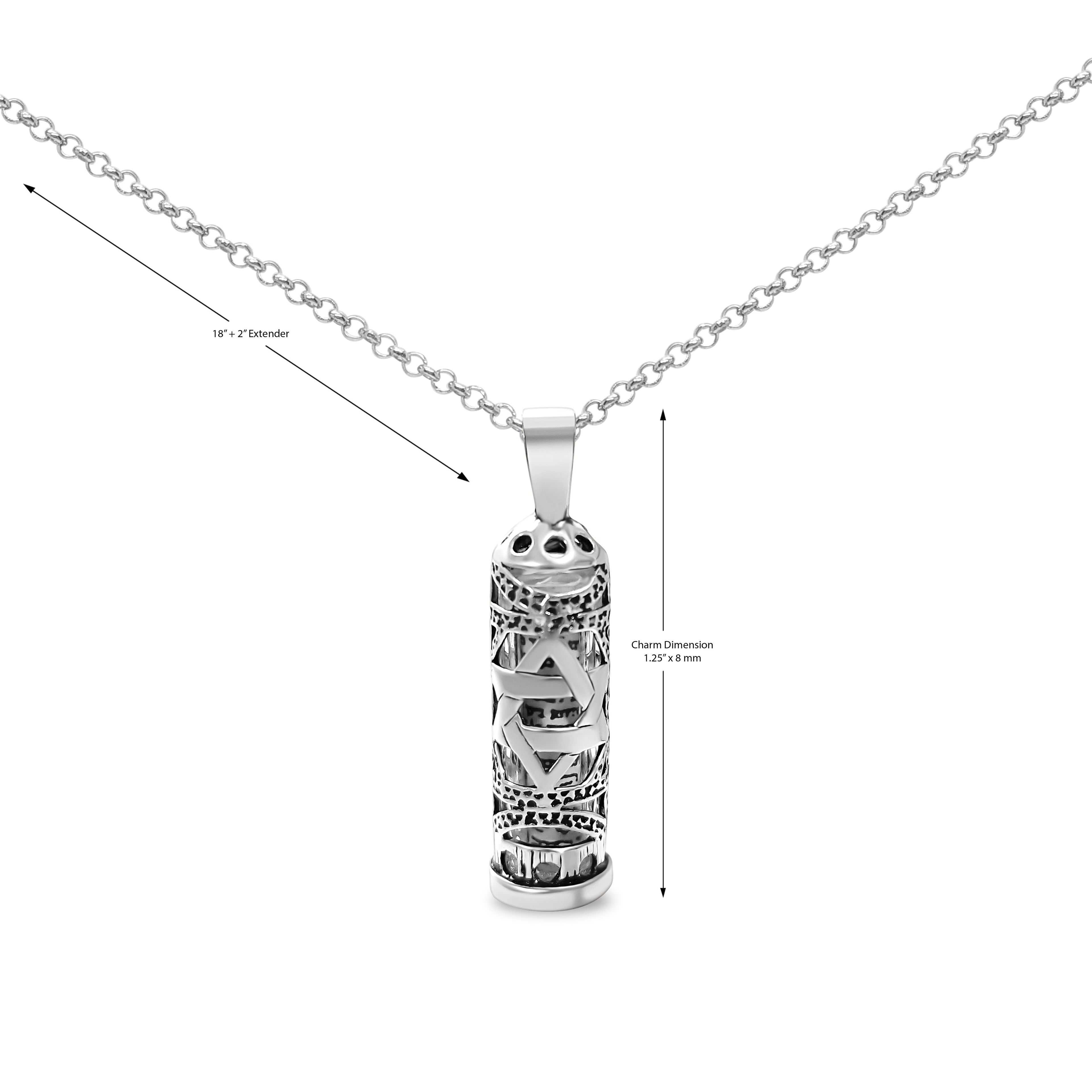 large silver mezuzah necklace for men