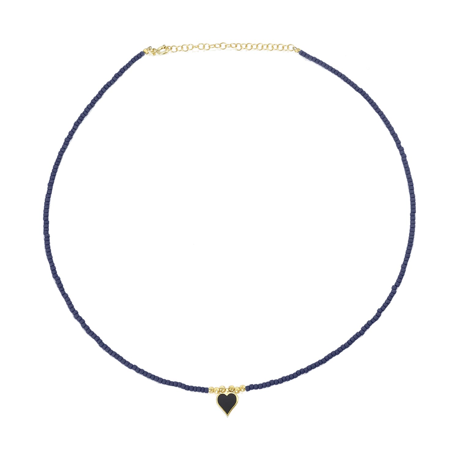 navy blue and black heart necklace