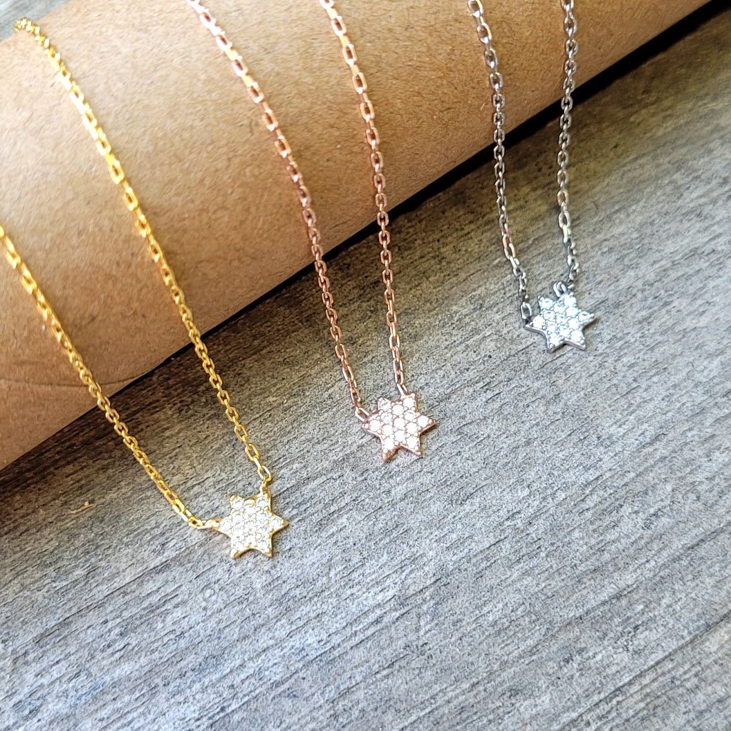 minimal star of david necklace