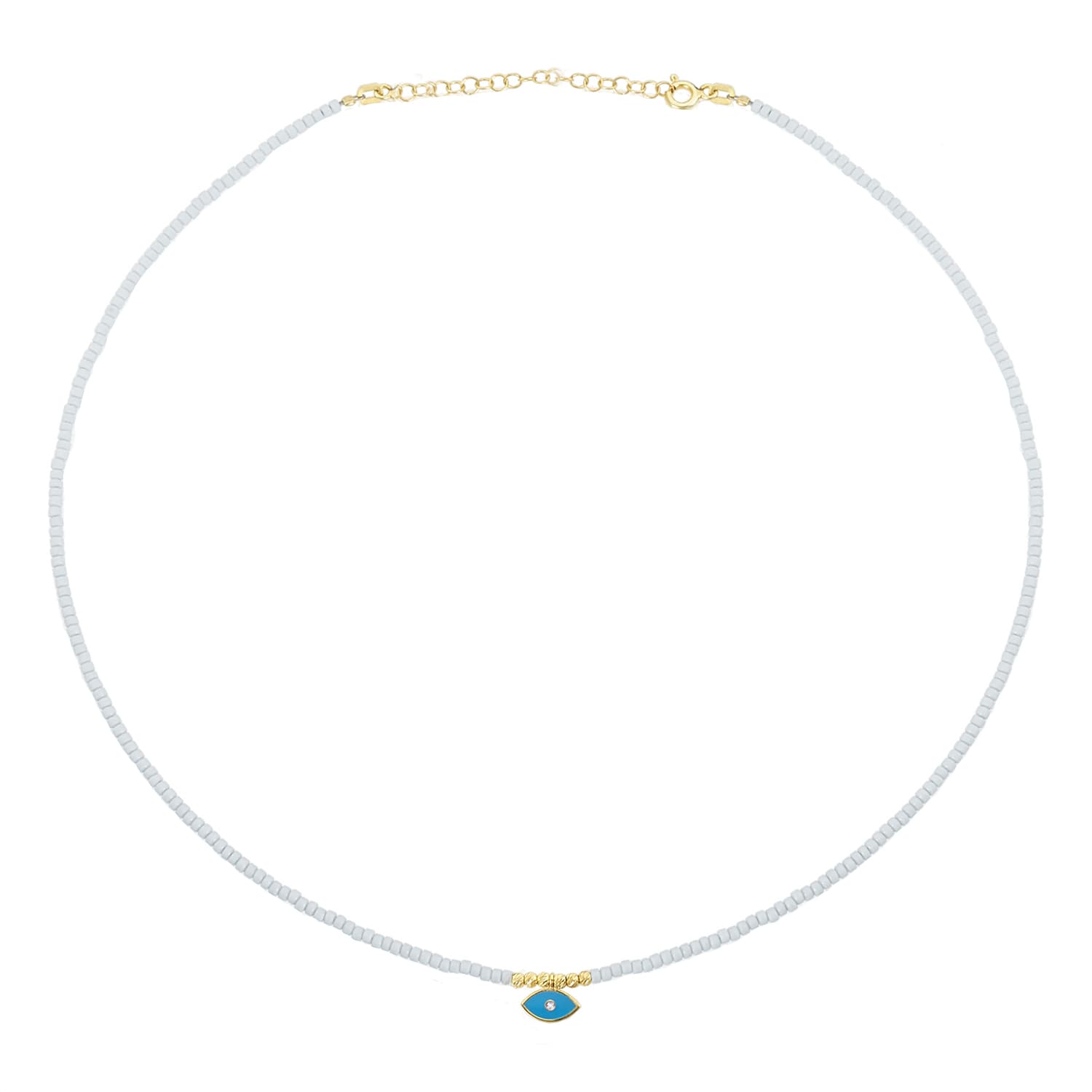 white and blue evil eye necklace