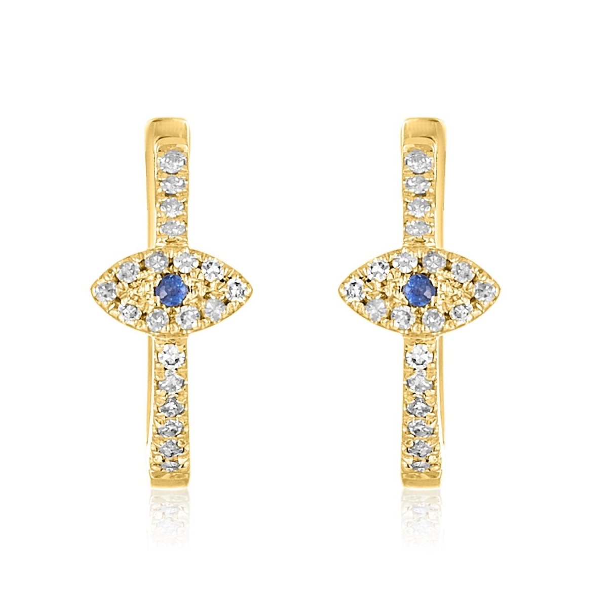 Evil Eye Sapphire and Diamond Earrings 14k Gold