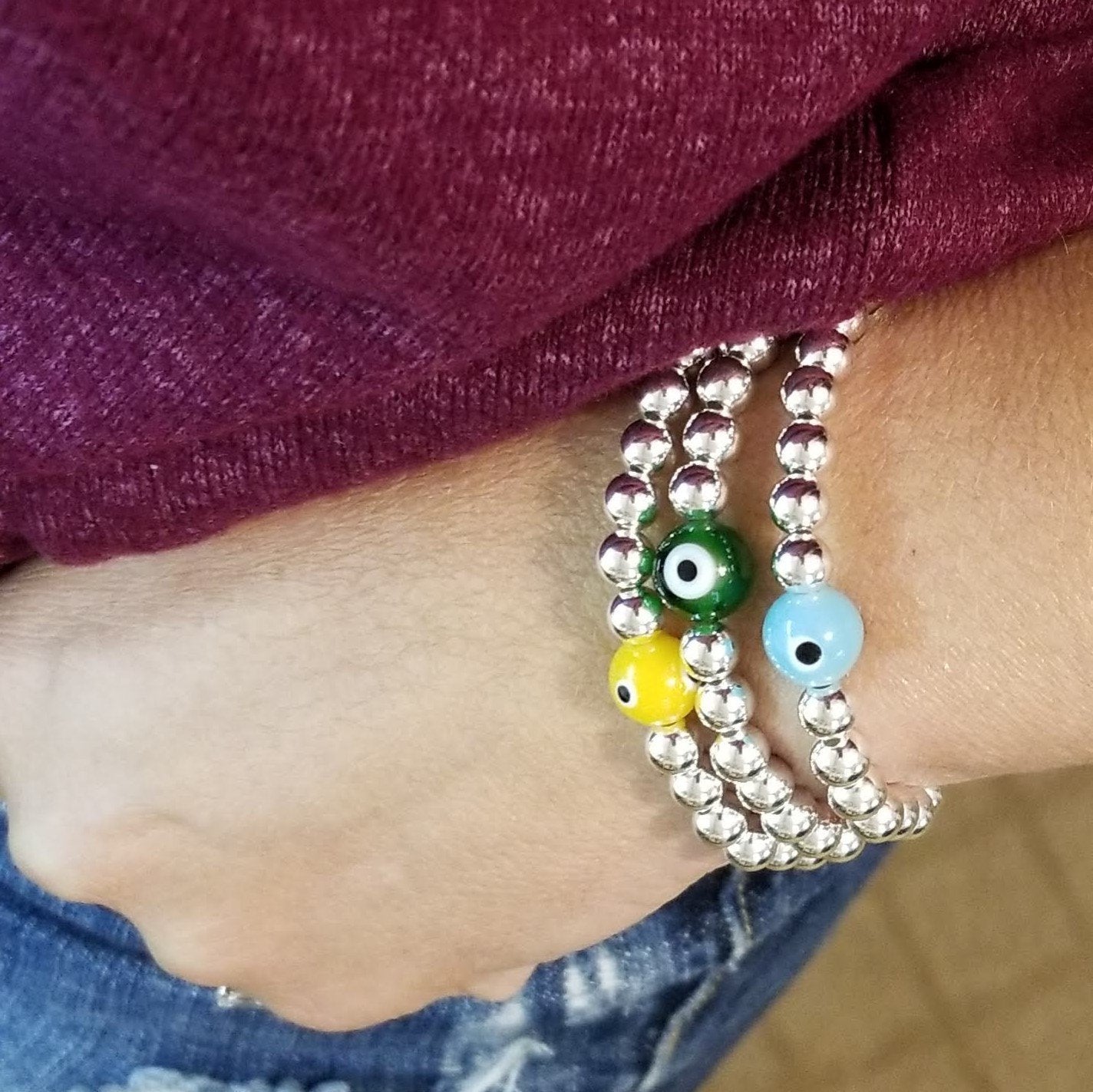 Colorful Evil Eye Bracelets for Your Arm To Wear Daily and Protect You - Alef Bet by Paula