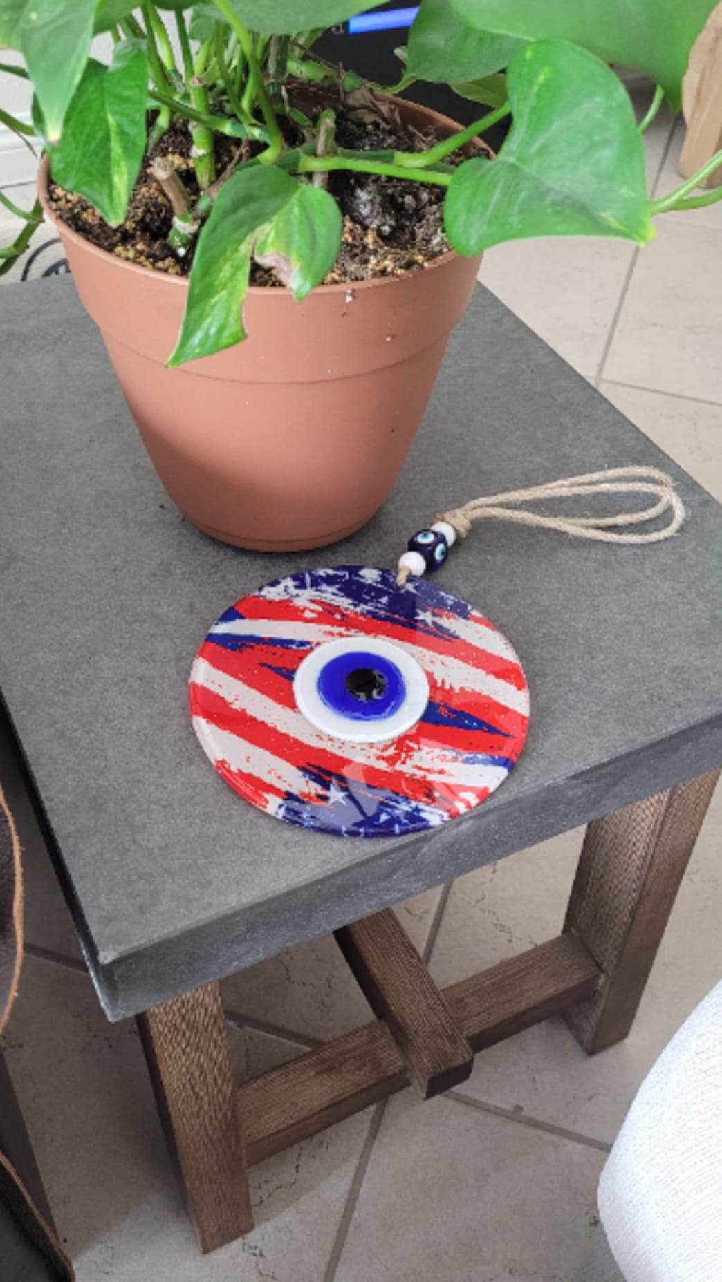 American Flag and Evil Eye Wall Amulet - Alef Bet by Paula