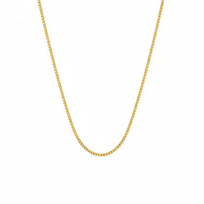 14k yellow gold box chain in 16-inch length with polished square links by Alef Bet