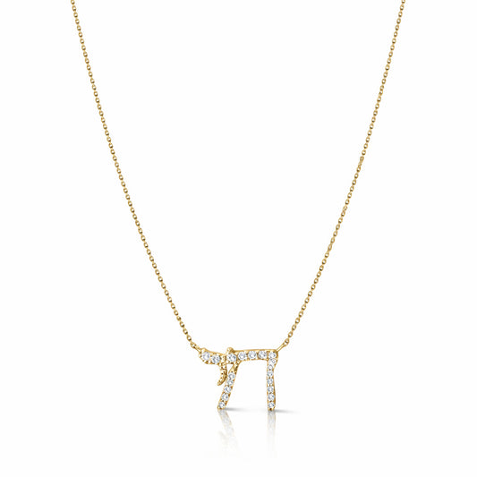 YELLOW GOLD DIAMOND CHAI PENDANT
