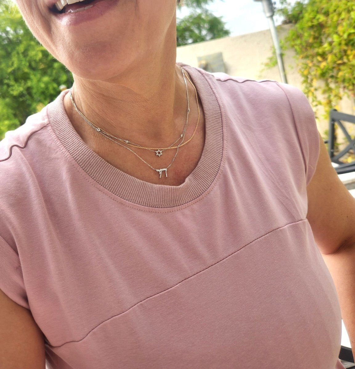 14k Gold Diamond Chai Necklace | Hebrew Jewelry