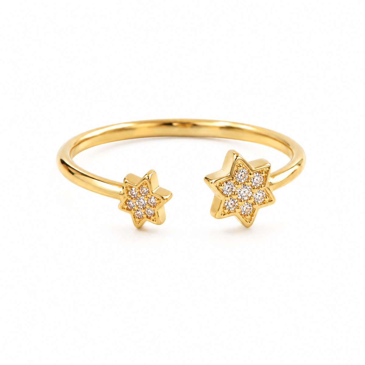 14k Gold Double Star of David Diamond Ring