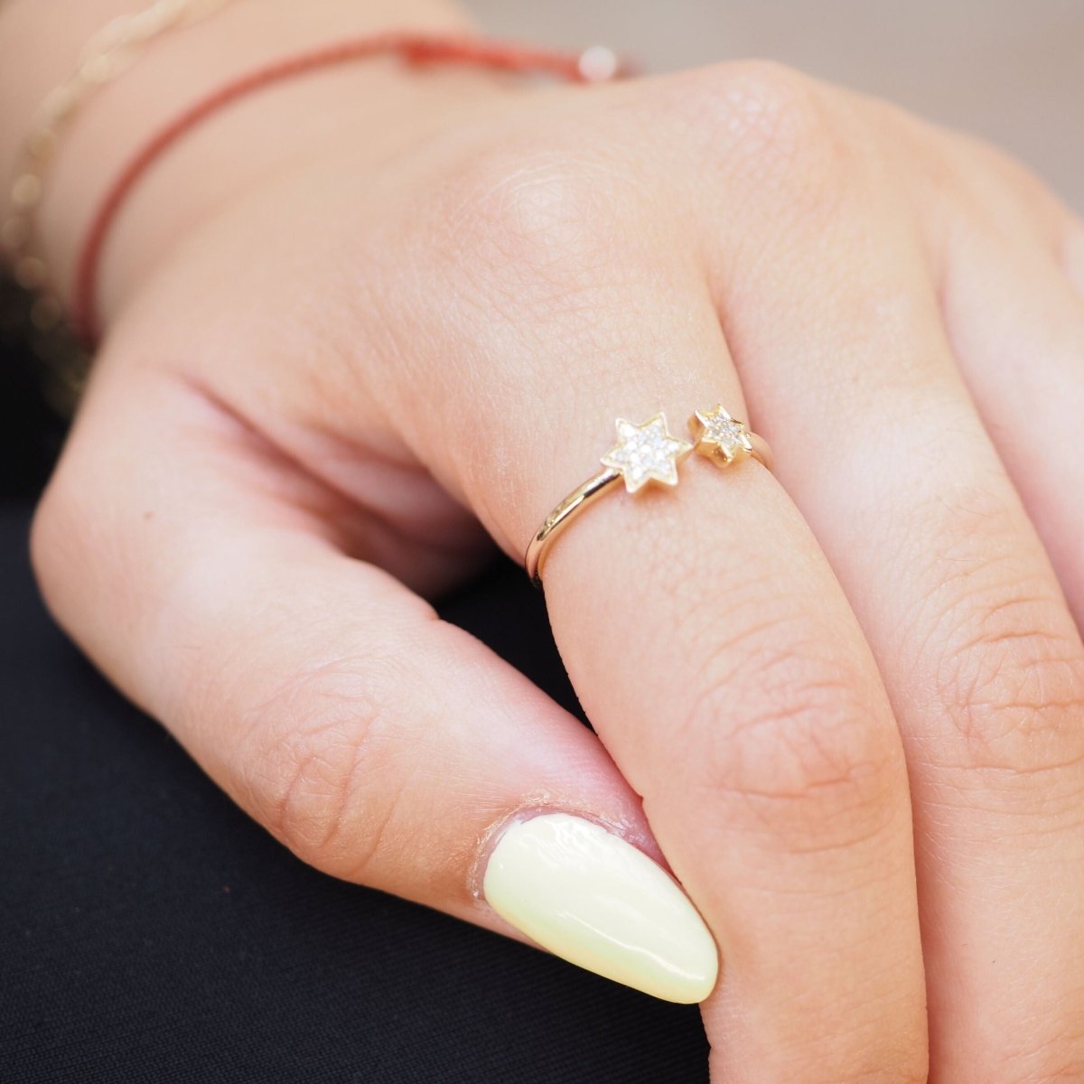 14k Gold Double Star of David Diamond Ring