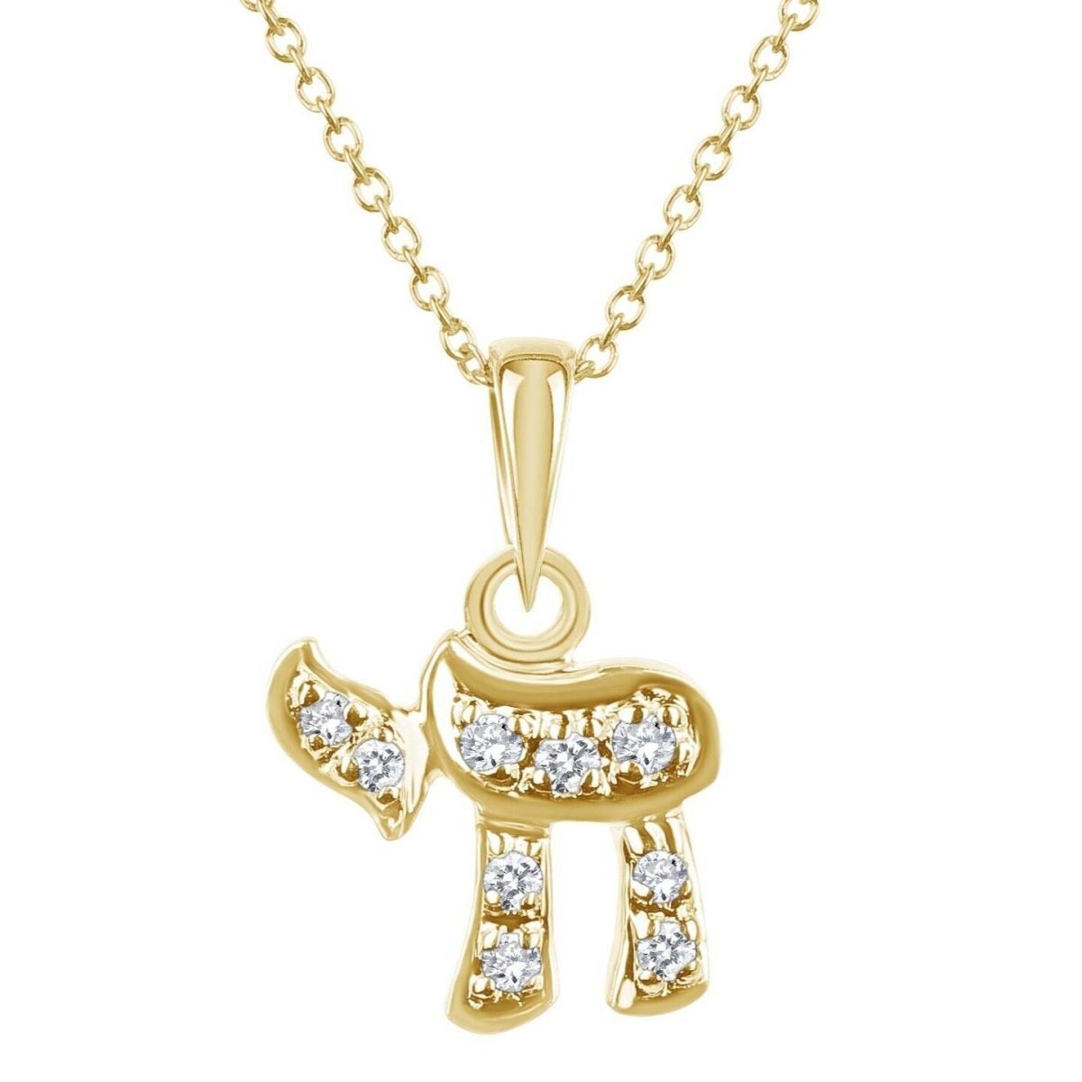 14k Gold Hebrew Chai Necklace for Women